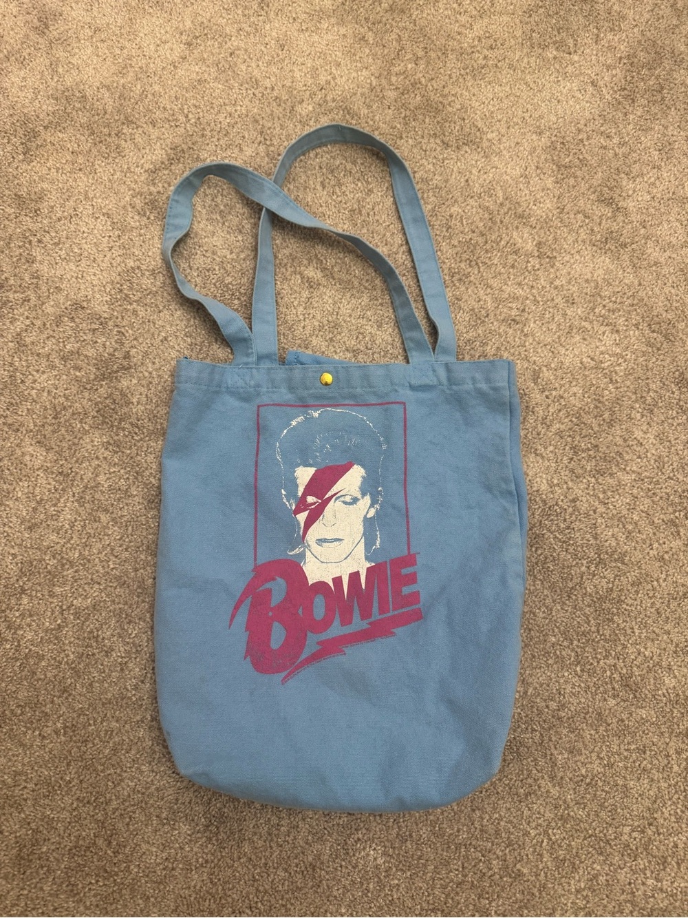Blue Graphic Cotton Tote Bag - Bowie Print